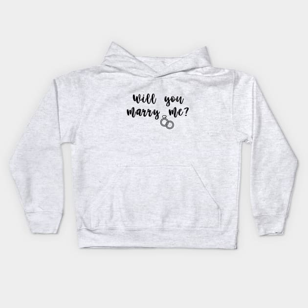 Couple Matching Marriage Proposal – Will You Marry Me Design Kids Hoodie by mook design